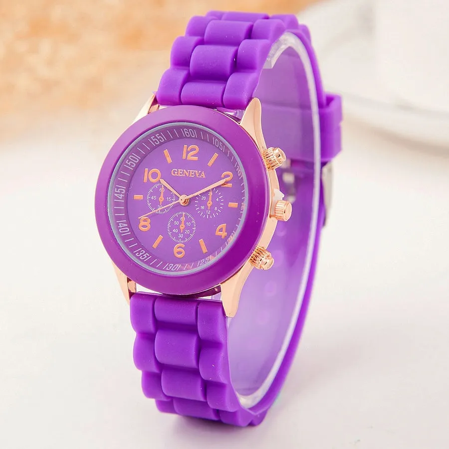 Geneva Silicone Watch Jelly Children Student Silicone Watch Couple Watches Trendy Fashion Men's and Women's Quartz Watch