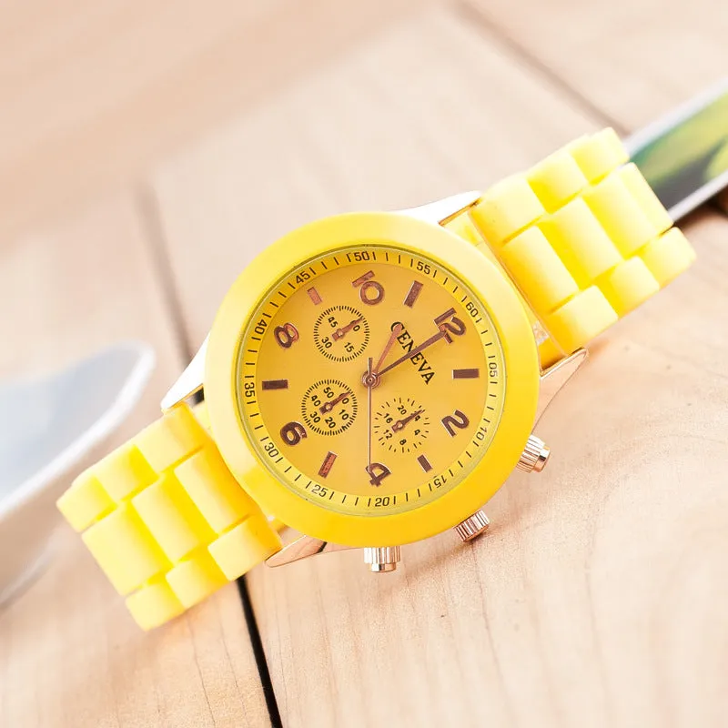 Geneva Silicone Watch Jelly Children Student Silicone Watch Couple Watches Trendy Fashion Men's and Women's Quartz Watch