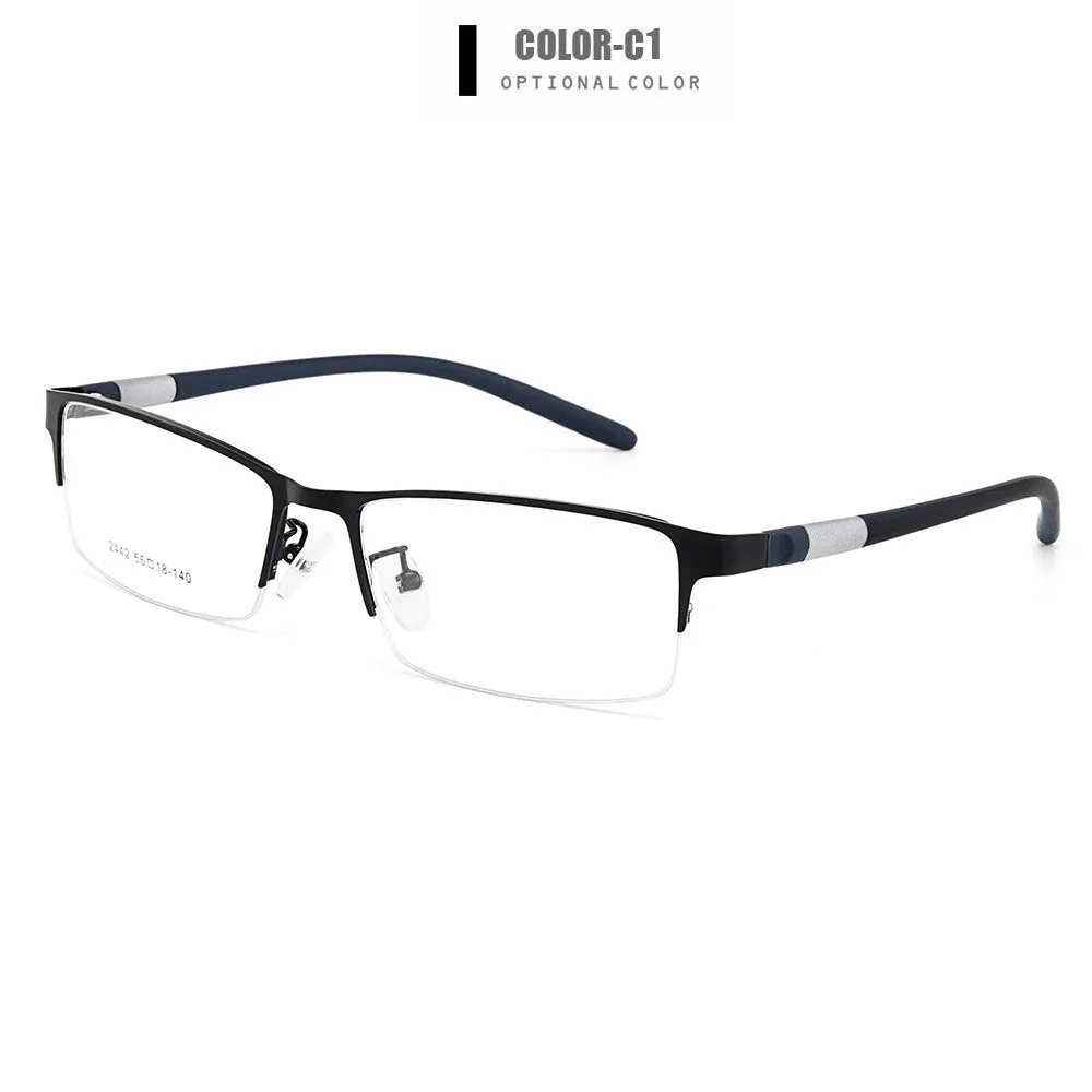 Gmei Men's Eyeglasses Semi Rim Titanium Alloy Square Y2442