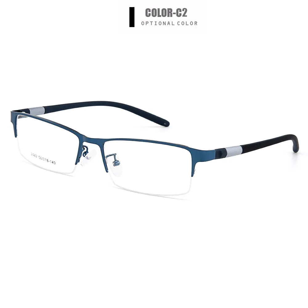 Gmei Men's Eyeglasses Semi Rim Titanium Alloy Square Y2442