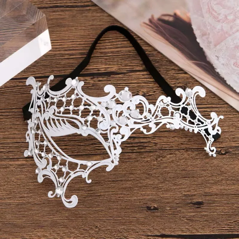 Half Face Laser Cut Venetian Ladies Masquerade Ball Party Mask - White ((Style 7))