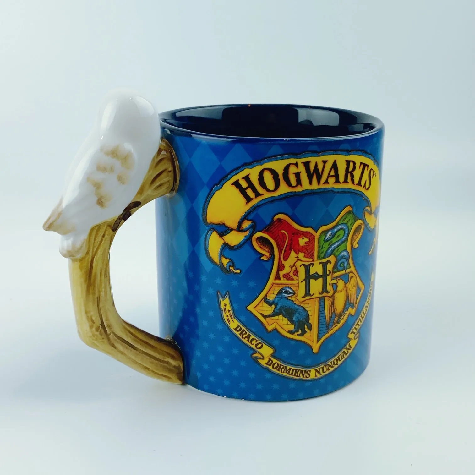 Harry Potter Hogwarts Crest Ceramic Mug with Hedwig Sculpted Handle 20oz