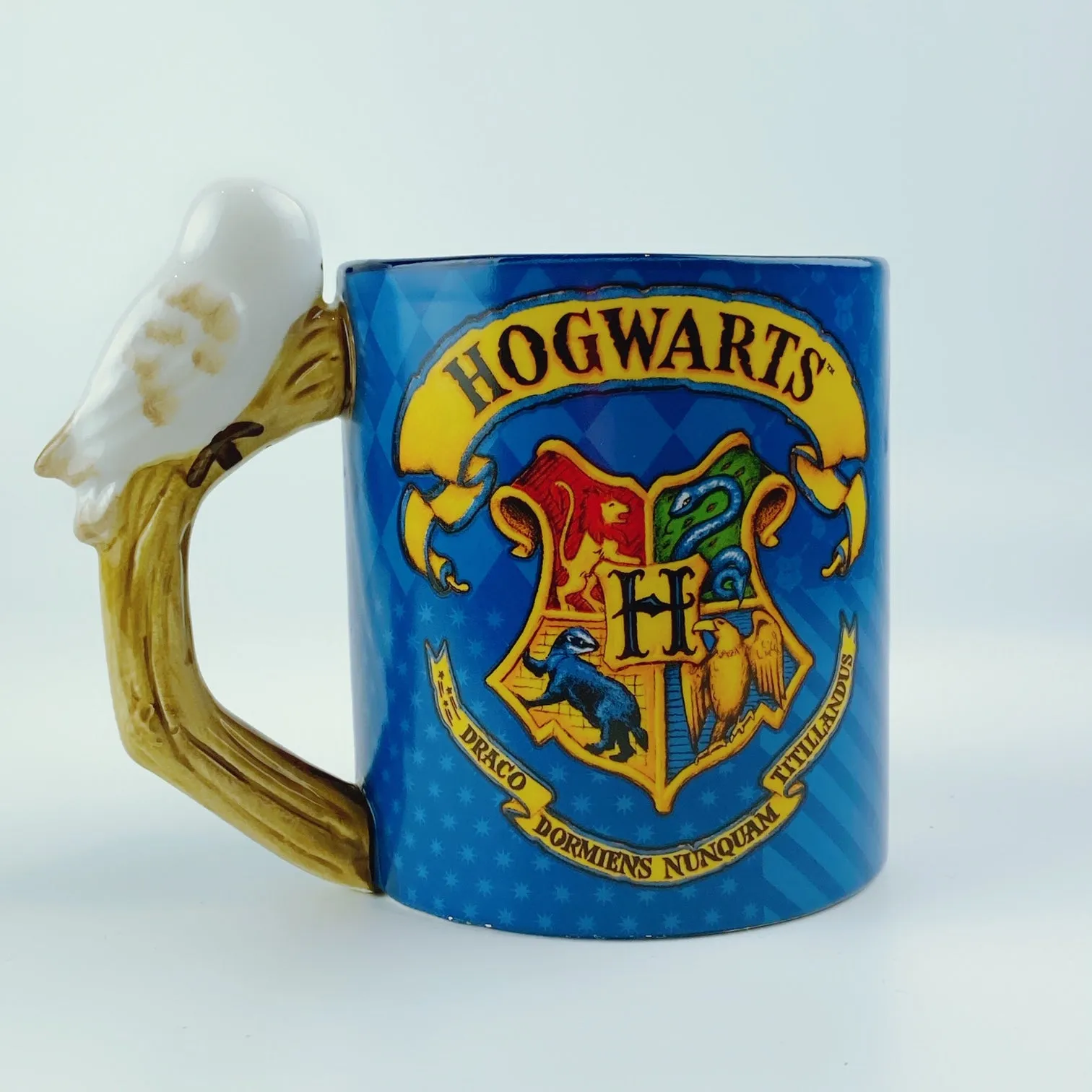 Harry Potter Hogwarts Crest Ceramic Mug with Hedwig Sculpted Handle 20oz