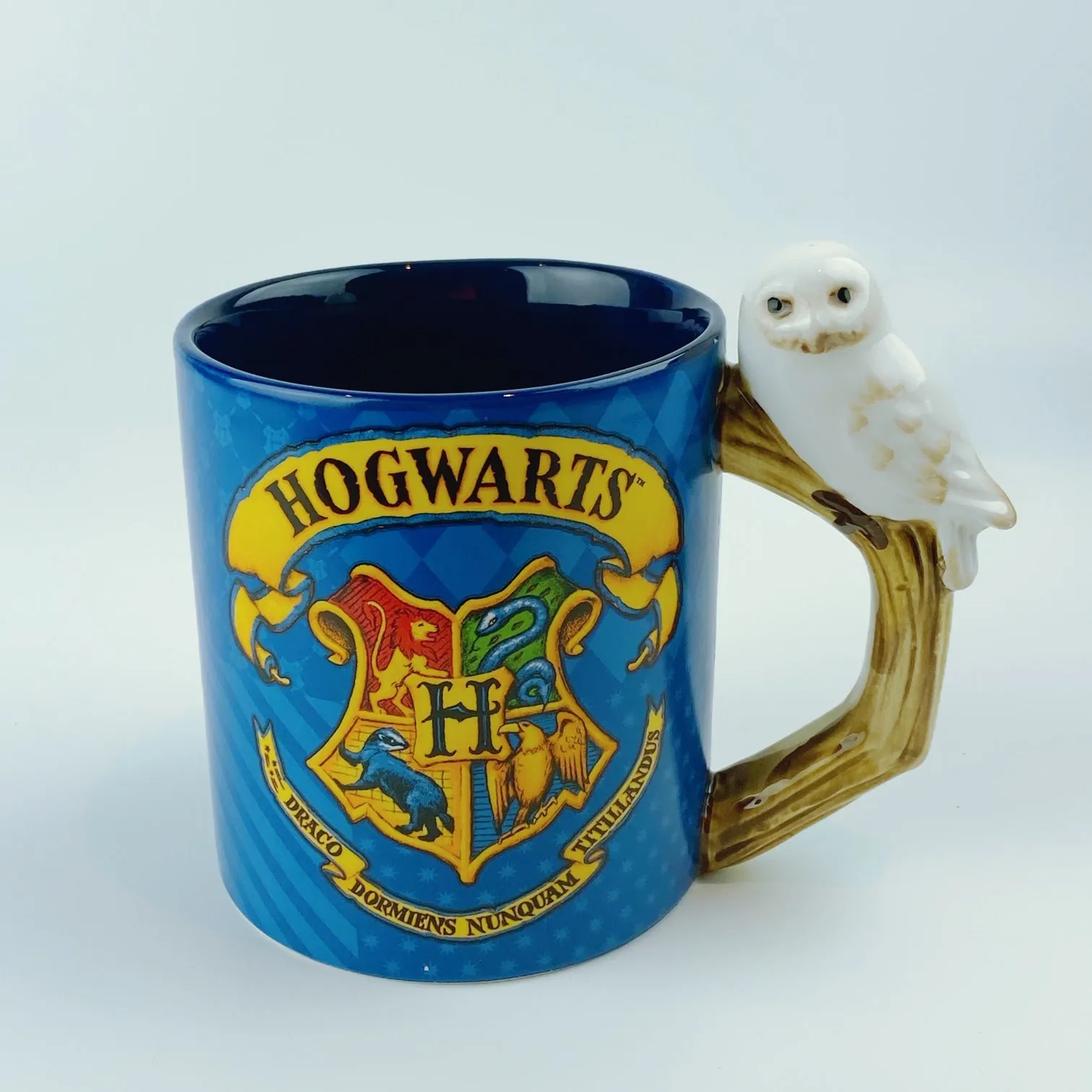 Harry Potter Hogwarts Crest Ceramic Mug with Hedwig Sculpted Handle 20oz