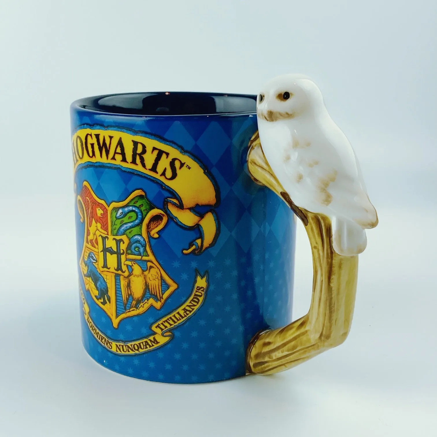 Harry Potter Hogwarts Crest Ceramic Mug with Hedwig Sculpted Handle 20oz