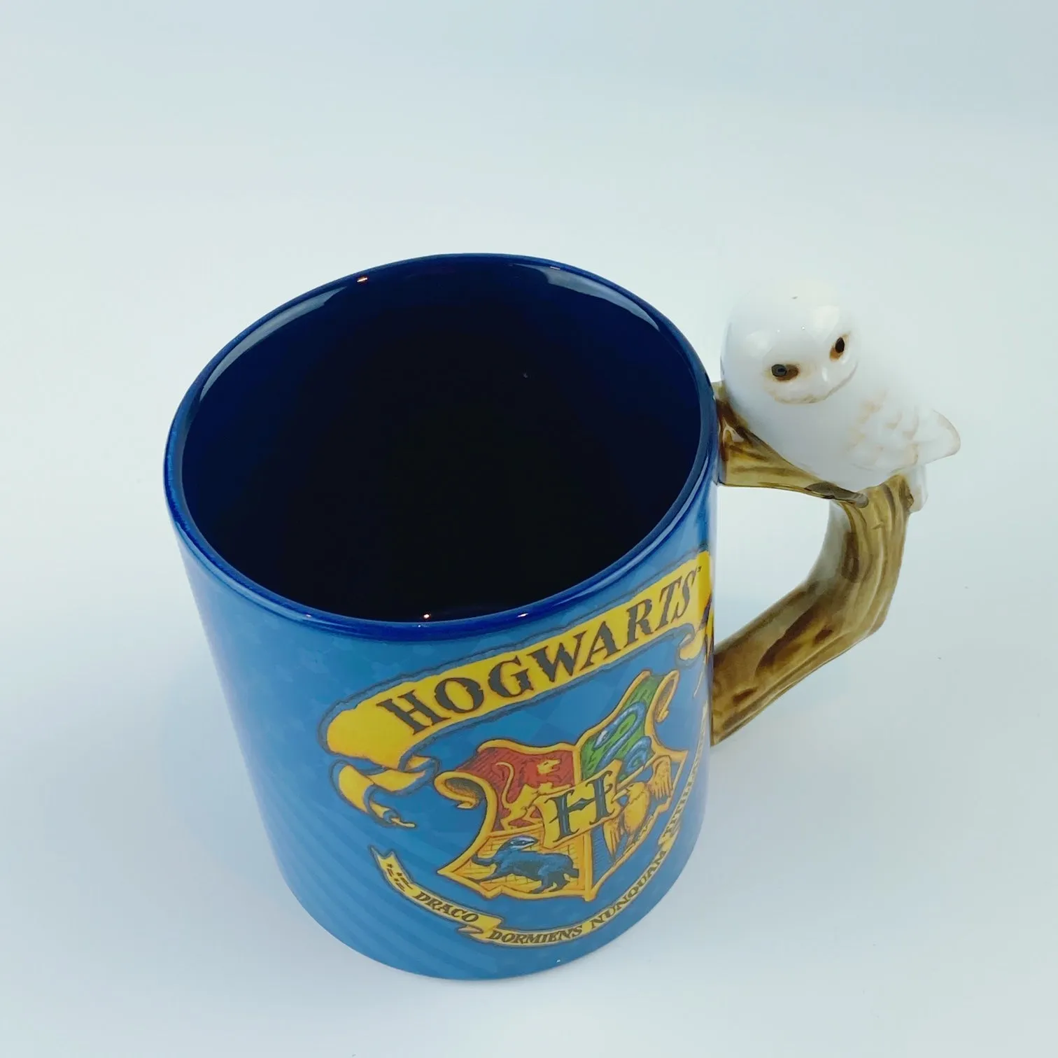 Harry Potter Hogwarts Crest Ceramic Mug with Hedwig Sculpted Handle 20oz