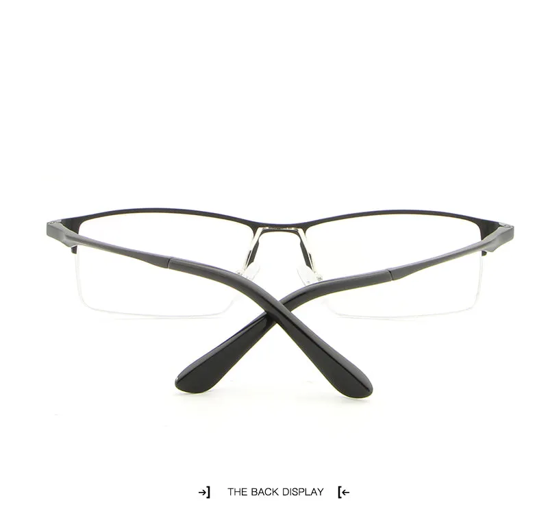 Hdcrafter Men's Semi Rim Rectangular Alloy Frame Eyeglasses Lp6263