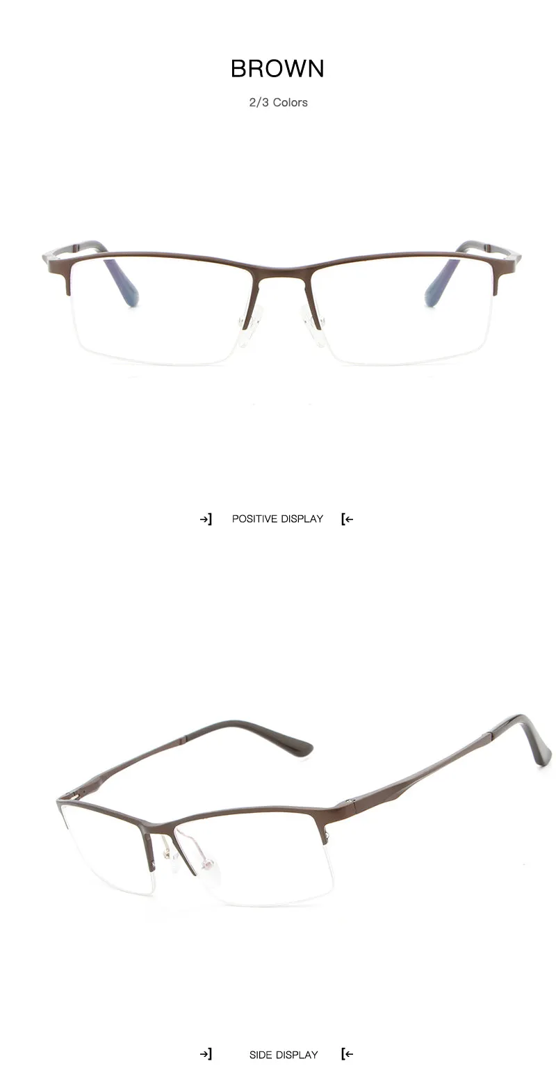 Hdcrafter Men's Semi Rim Rectangular Alloy Frame Eyeglasses Lp6263