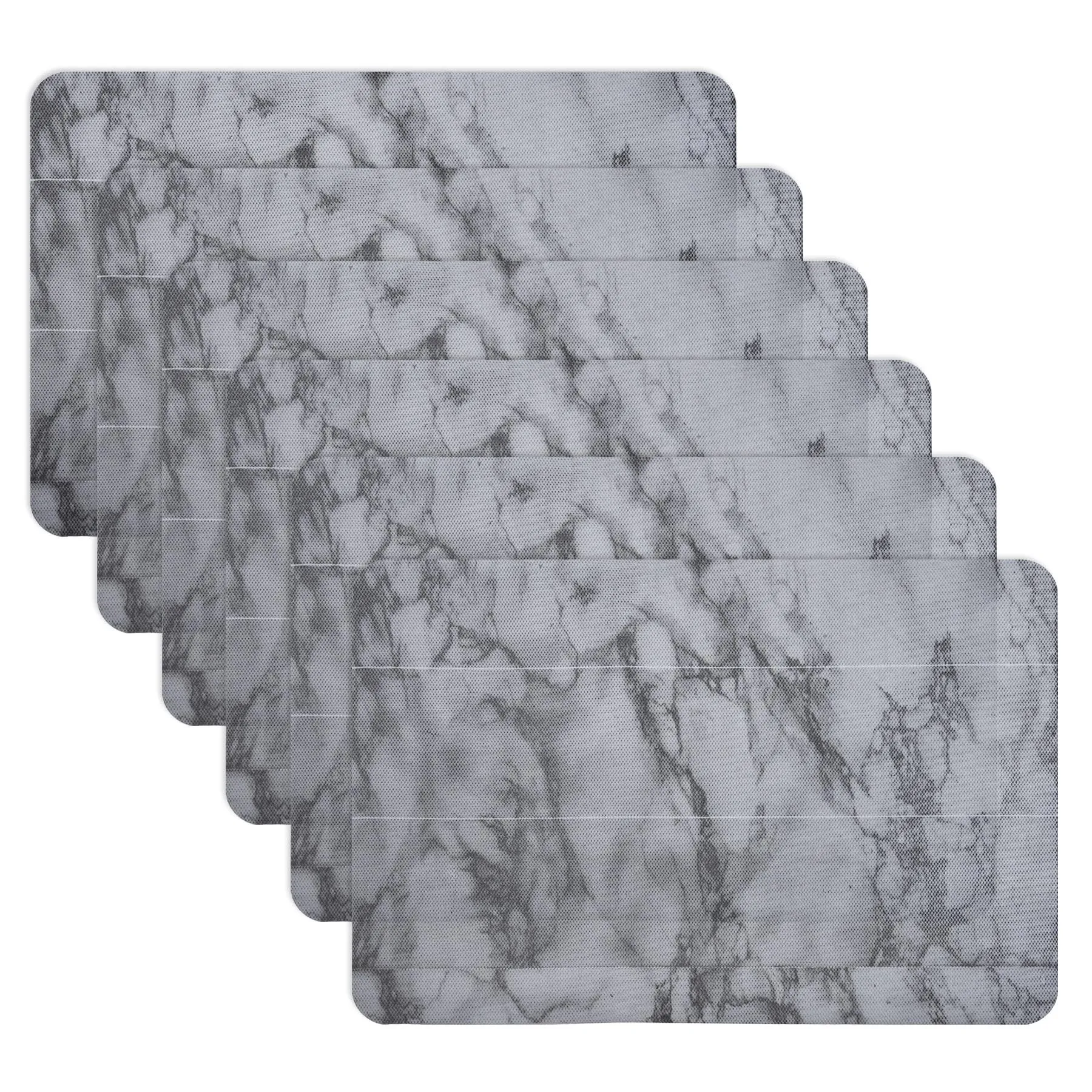 Heart Home Placemat | Placemats for Dining Room | Anti-Slip Table Mat Set | Placemats for Kitchen Table | Dining Table Placemats | Marble Placemat | 6 Piece Set | Gray