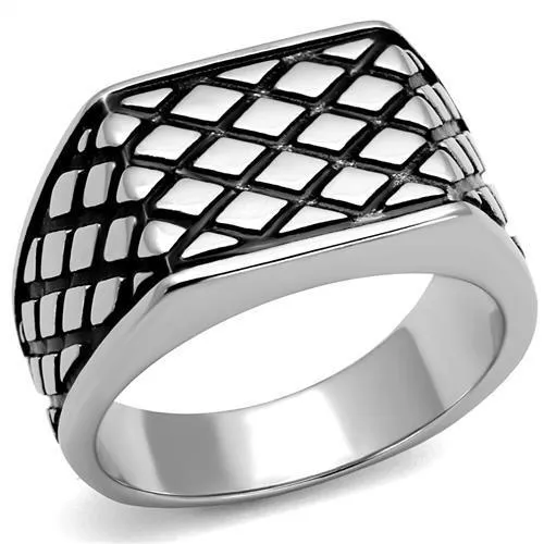 High polished (no plating) Stainless Steel Ring with Epoxy in Jet for Women Style TK3009