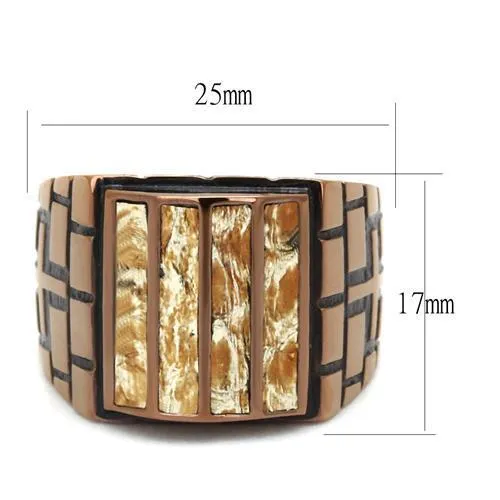 IP Coffee light Stainless Steel Ring with Leather in Multi Color for Women Style TK3077