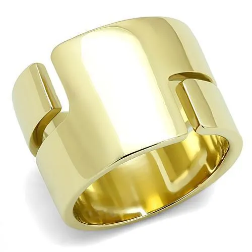 IP Gold(Ion Plating) Stainless Steel Ring with No Stone for Women Style TK3118