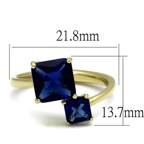 IP Gold(Ion Plating) Stainless Steel Ring with Synthetic Synthetic Glass in Montana for Women Style TK3110