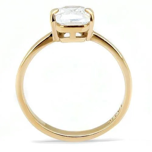 IP Rose Gold(Ion Plating) Stainless Steel Ring with AAA Grade CZ in Clear for Women Style TK3179