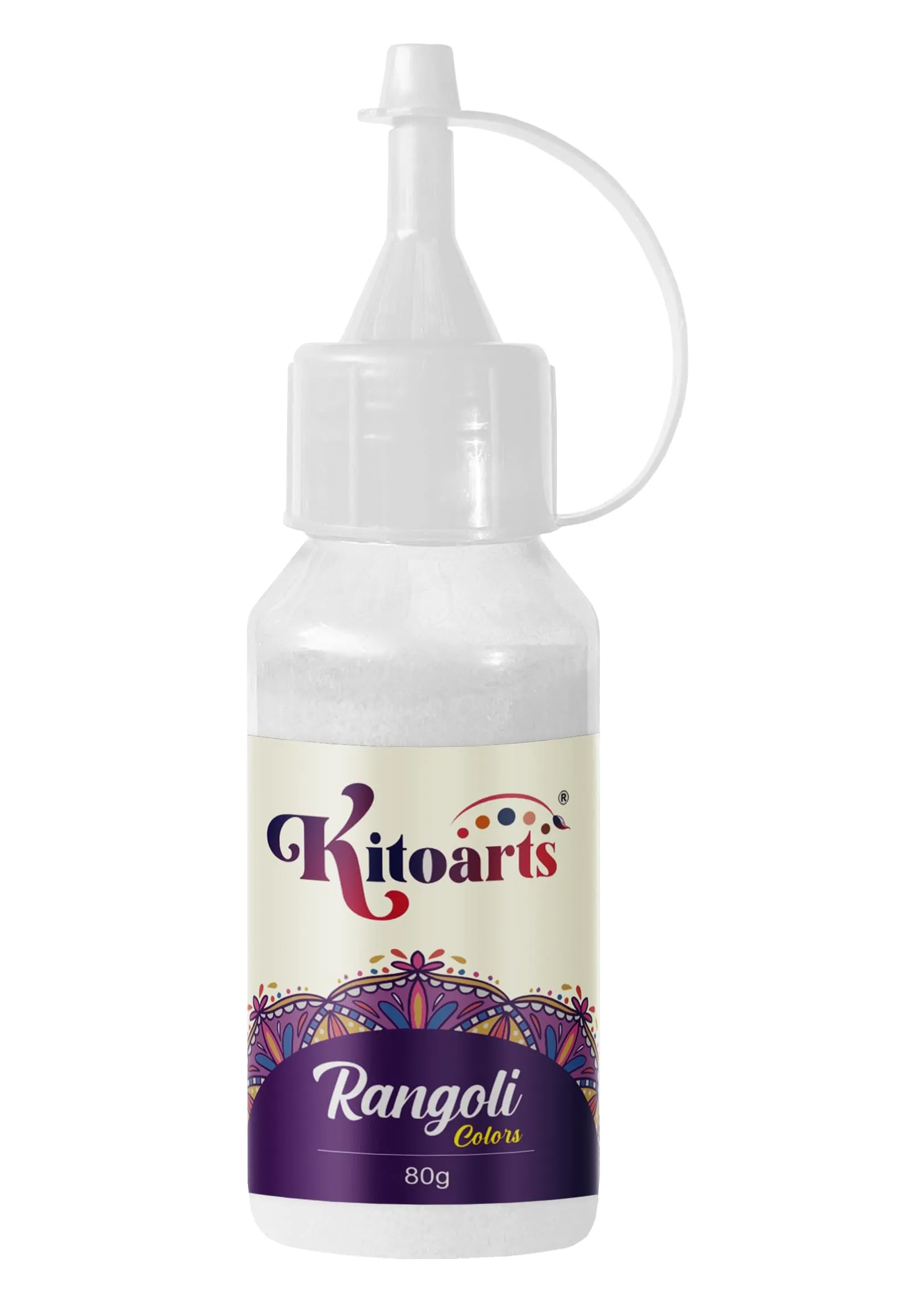 Kitoarts Rangoli Making Tool Kit, Set of 10 Rangoli Colours Bottle with Nozzle,Rangoli Powder (800 Gram)