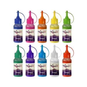 Kitoarts Rangoli Making Tool Kit, Set of 10 Rangoli Colours Bottle with Nozzle,Rangoli Powder (800 Gram)