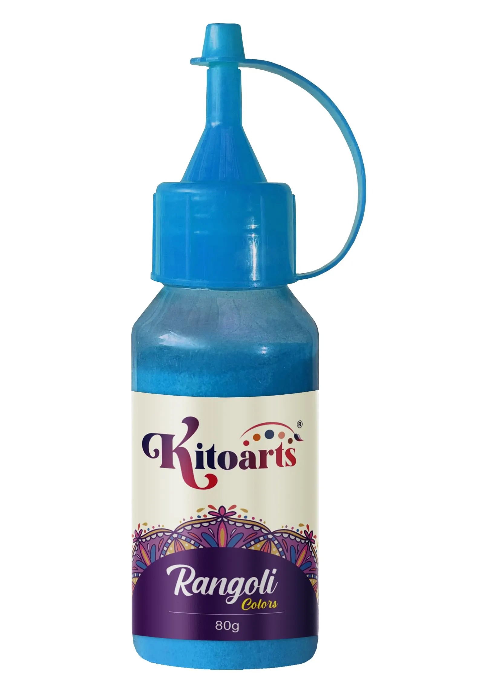 Kitoarts Rangoli Making Tool Kit, Set of 10 Rangoli Colours Bottle with Nozzle,Rangoli Powder (800 Gram)