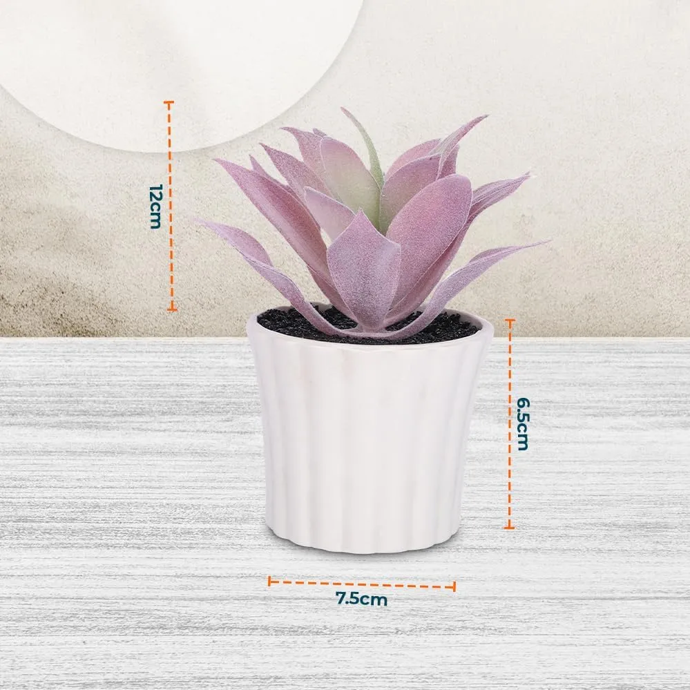 Kuber Industries Artificial Plants for Home D?cor|Natural Looking Indoor Fake Plants with Pot|Artificial Flowers for Decoration-Pack of 3 (Lavender)