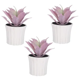 Kuber Industries Artificial Plants for Home D?cor|Natural Looking Indoor Fake Plants with Pot|Artificial Flowers for Decoration-Pack of 3 (Lavender)