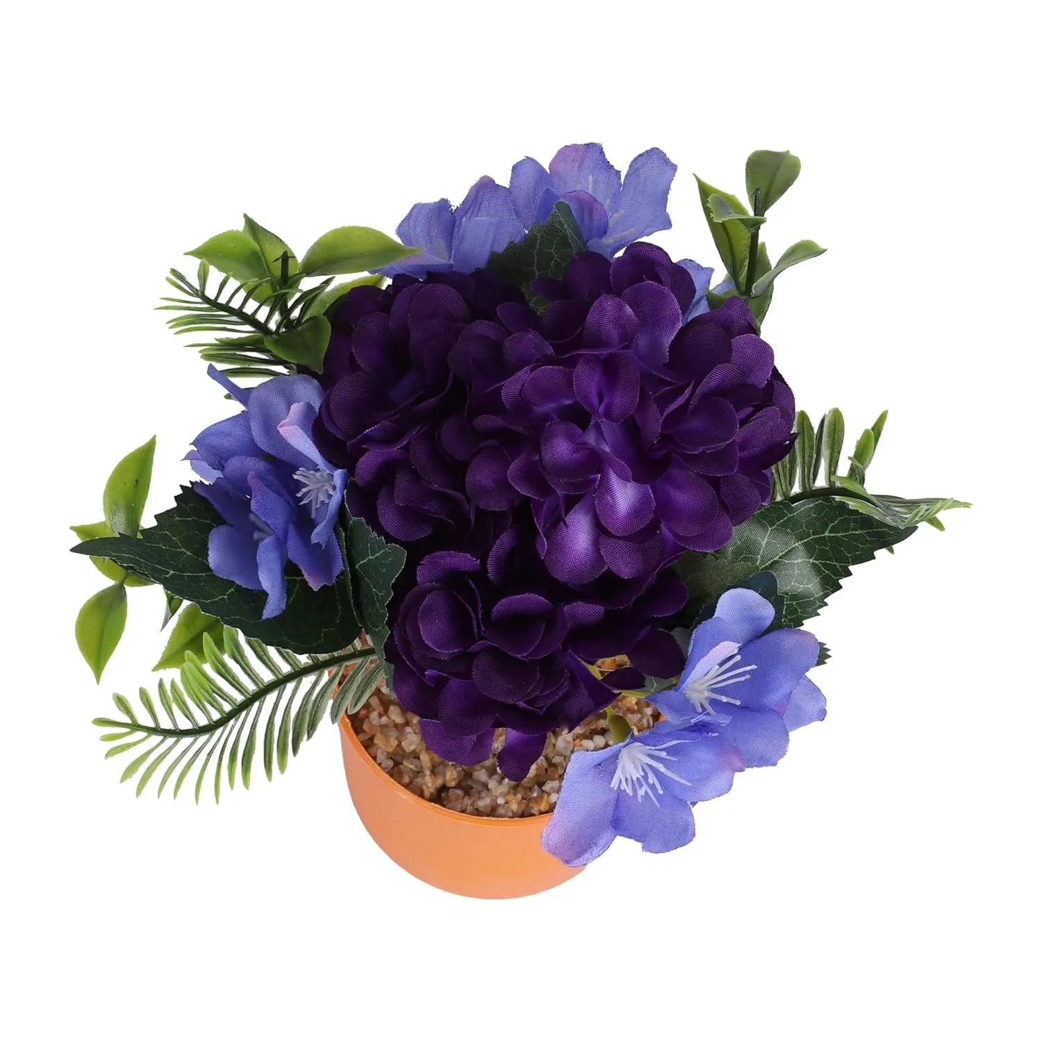 Kuber Industries Artificial Plants for Home Décor|Natural Looking Indoor Fake Plants with Pot|Artificial Flowers for Decoration-Pack of 4 (Purple)