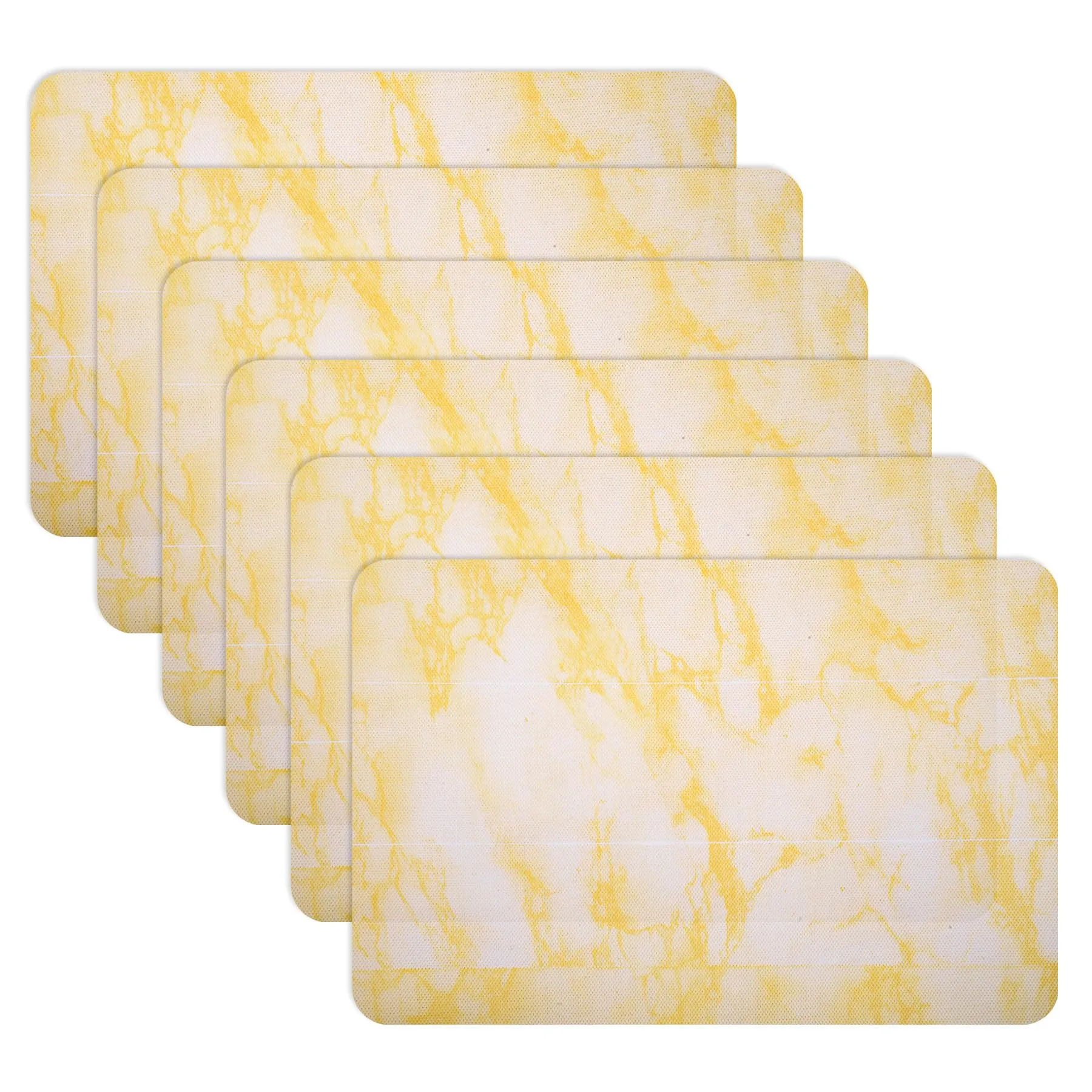 Kuber Industries Placemat | Placemats for Dining Room | Anti-Slip Table Mat Set | Placemats for Kitchen Table | Dining Table Placemats | Marble Placemat | 6 Piece Set | Yellow