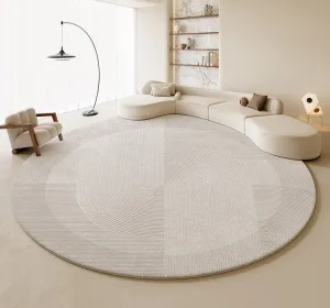 Large Grey Geometric Floor Carpets, Modern Living Room Round Rugs, Abstract Circular Rugs under Dining Room Table, Bedroom Modern Round Rugs