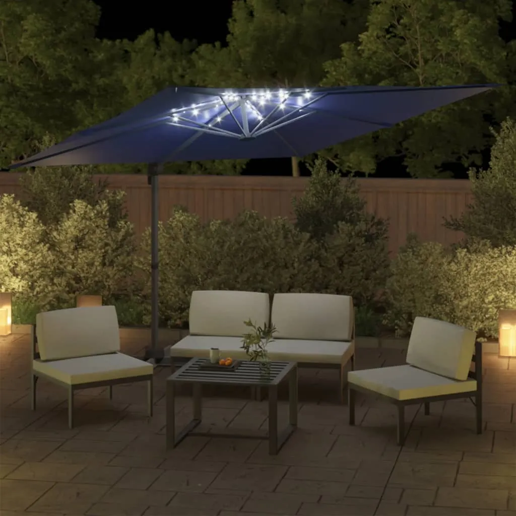 LED Cantilever Umbrella Azure Blue 400x300 cm