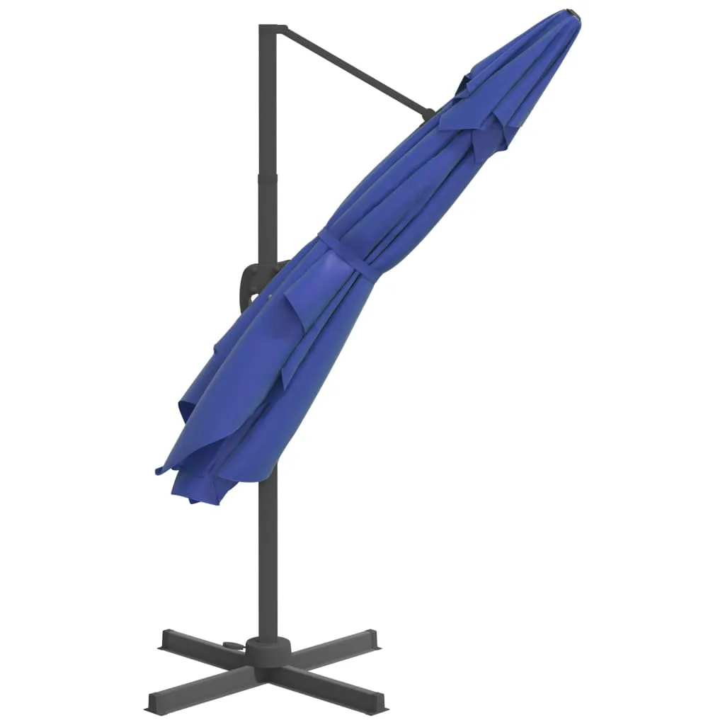 LED Cantilever Umbrella Azure Blue 400x300 cm