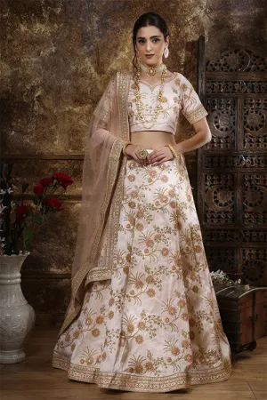 Light Peach Silk Indian Fashion Stylish Lehenga Choli Collection