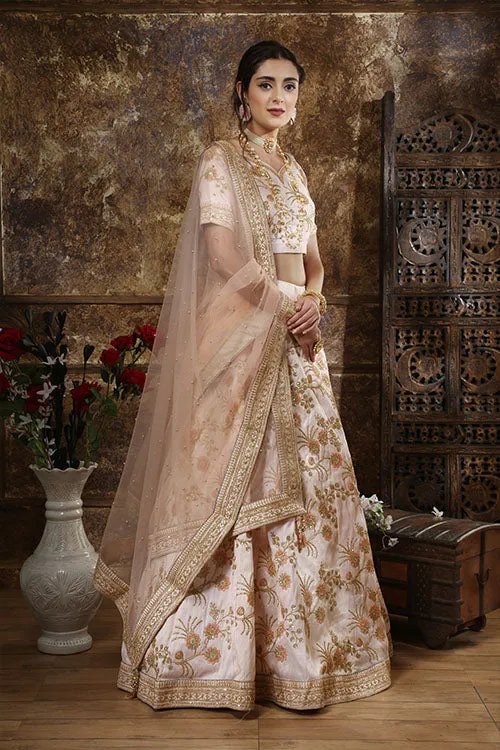 Light Peach Silk Indian Fashion Stylish Lehenga Choli Collection