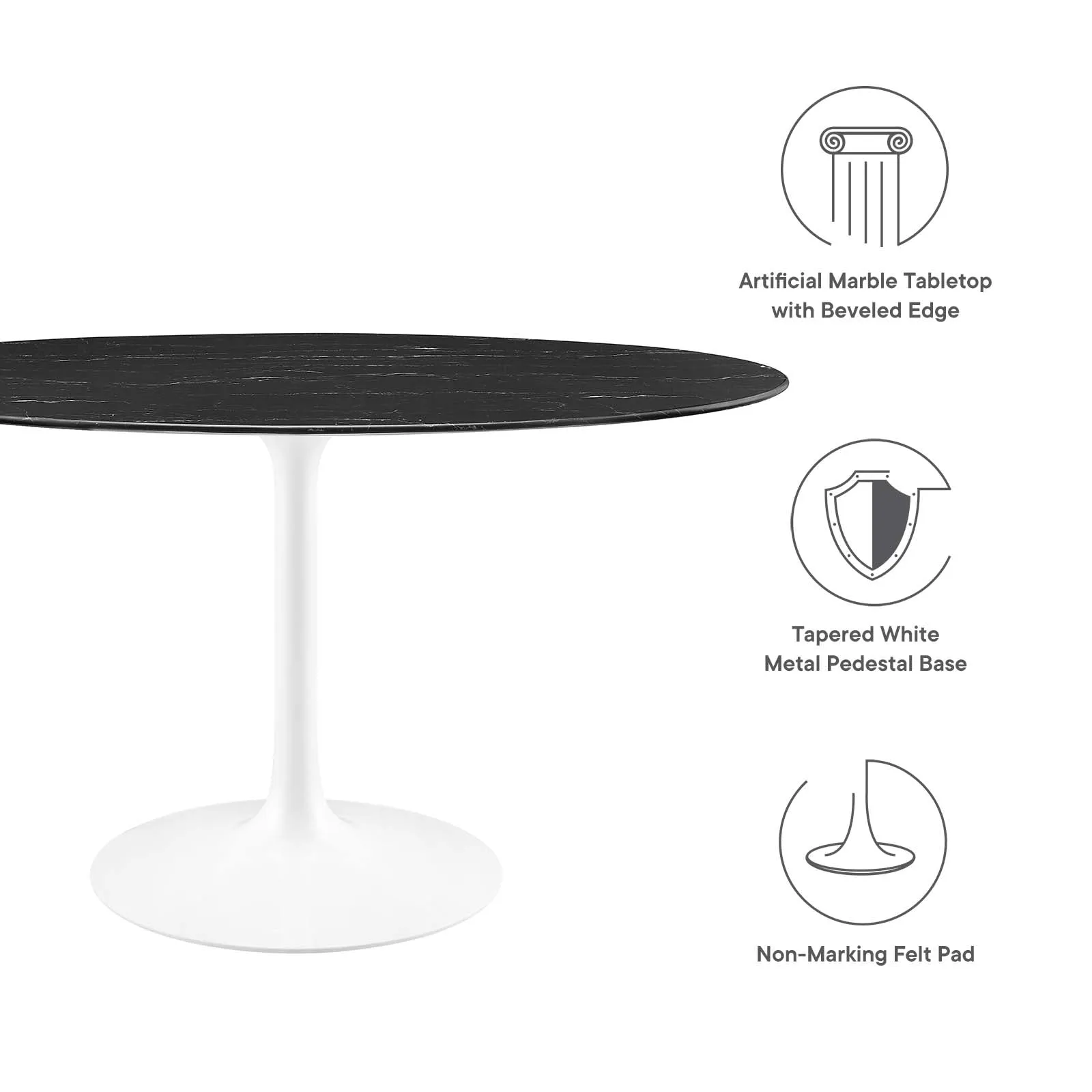 Lippa 54" Oval Artificial Marble Dining Table