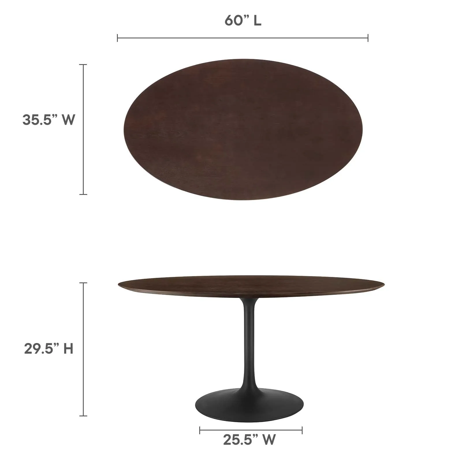 Lippa 60" Oval Wood Grain Dining Table