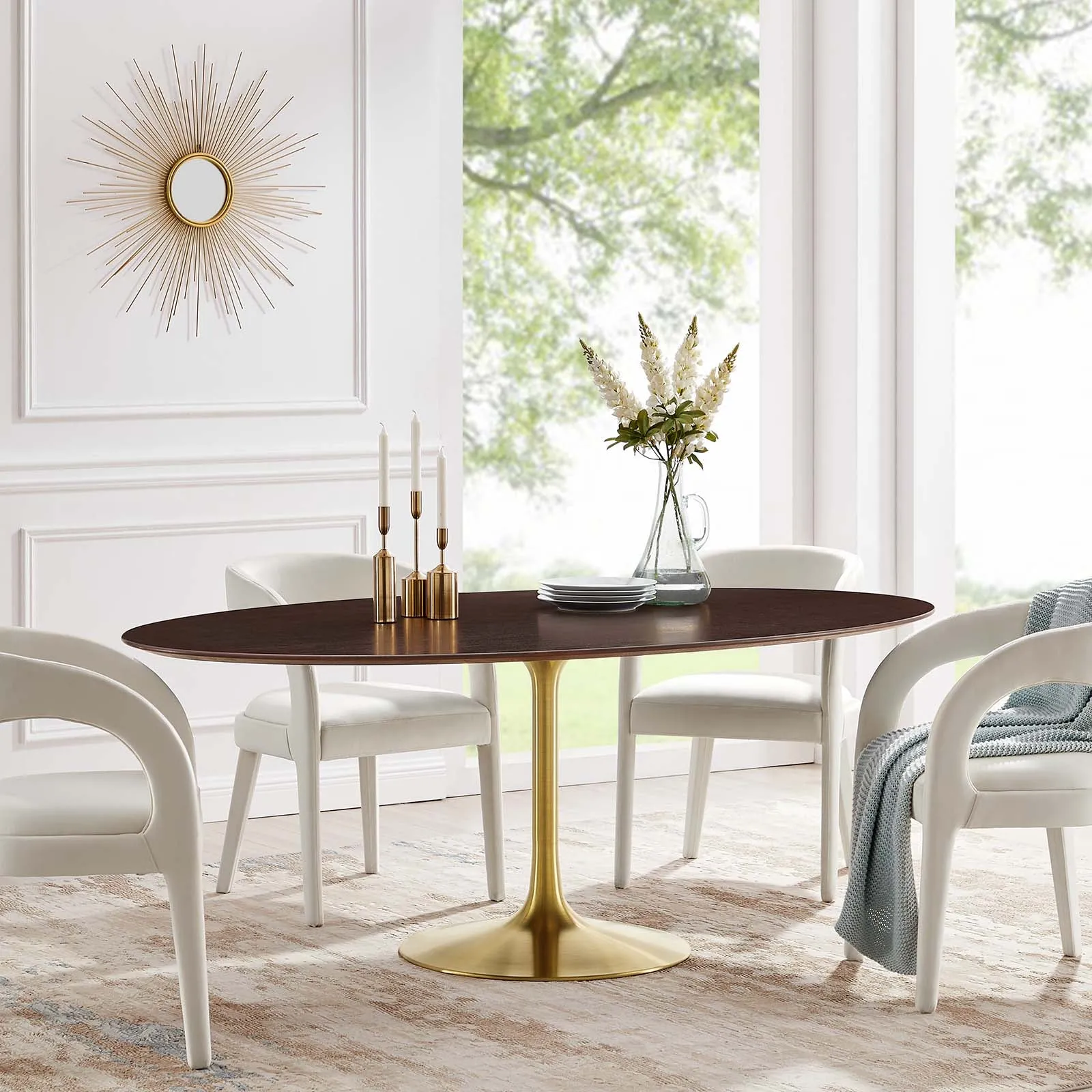 Lippa 78" Oval Wood Grain Dining Table