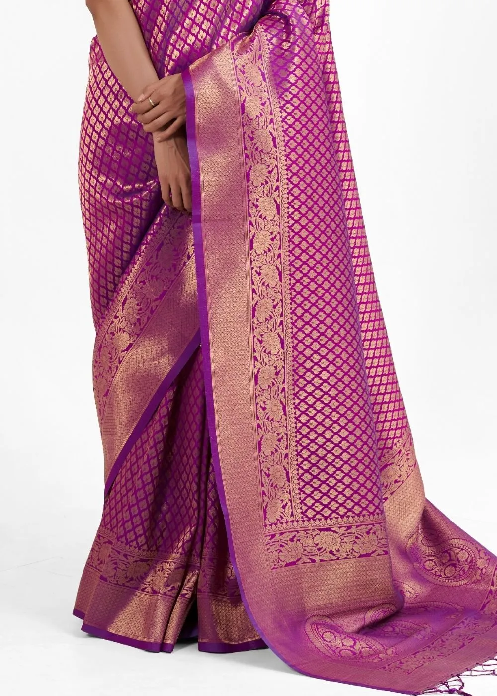 Lollipop Purple Kanjivaram Soft Woven Silk Saree