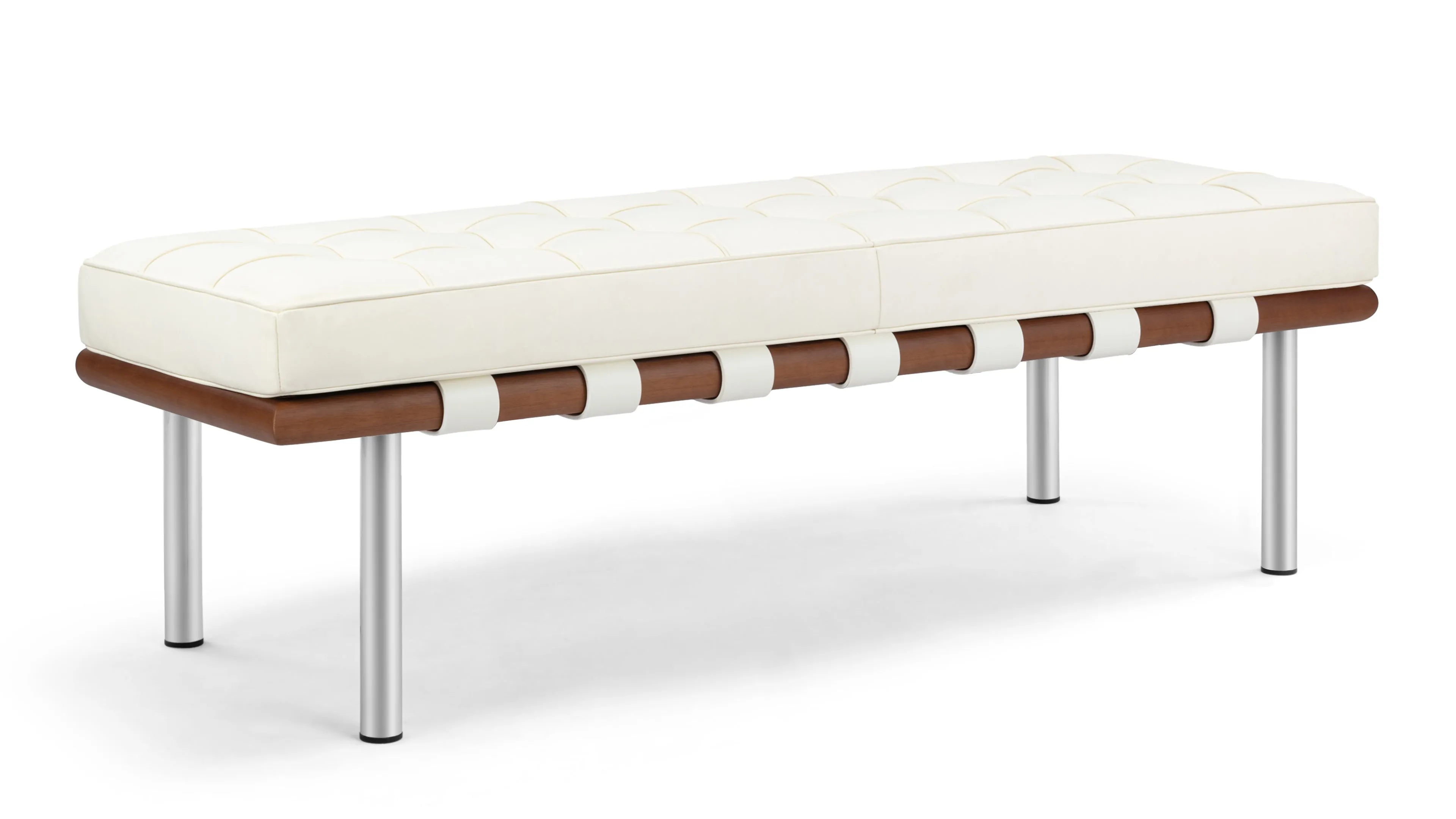 Manhattan - Manhattan Two Seater Bench, Ivory Premium Leather