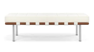 Manhattan - Manhattan Two Seater Bench, Ivory Premium Leather