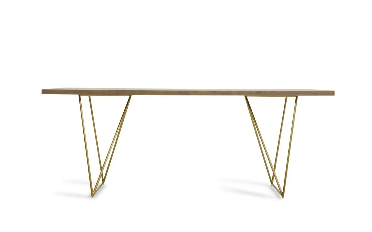 Marcia Modern Tobacco & Antique Brass Dining Table