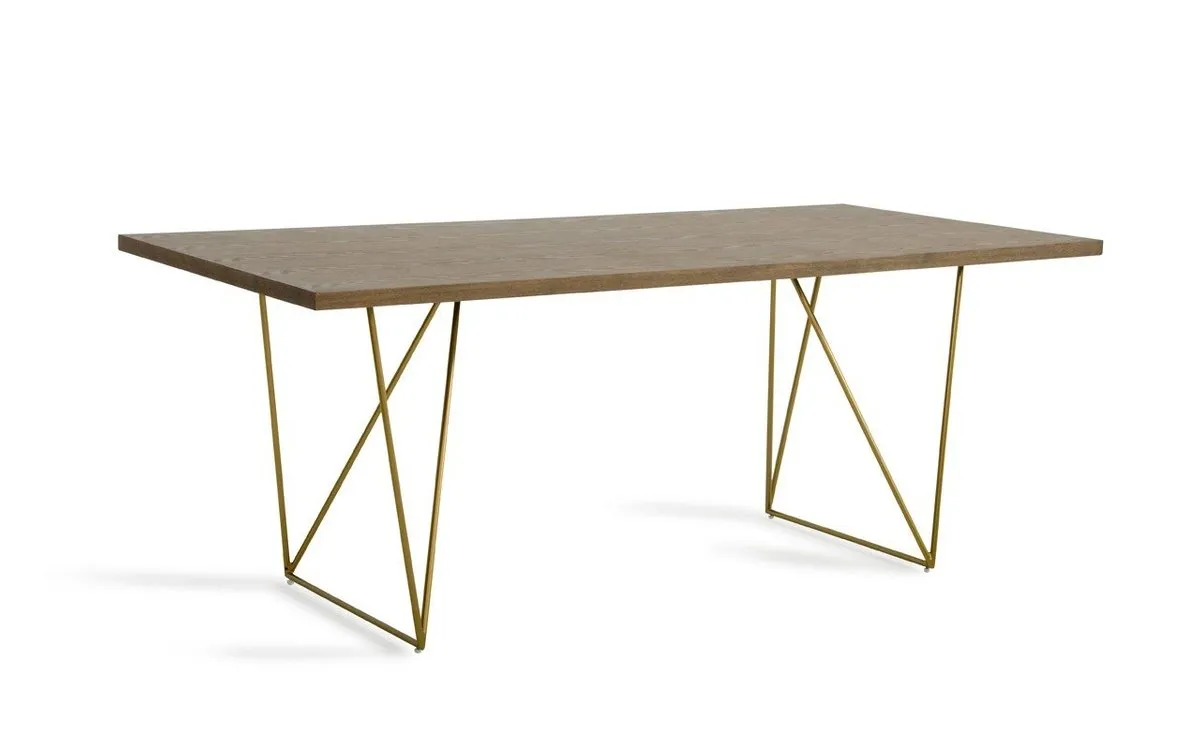 Marcia Modern Tobacco & Antique Brass Dining Table