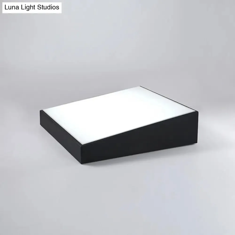 Minimalist Black LED Flush Mount Ceiling Lamp for Bedroom - Rectangular Acrylic Design