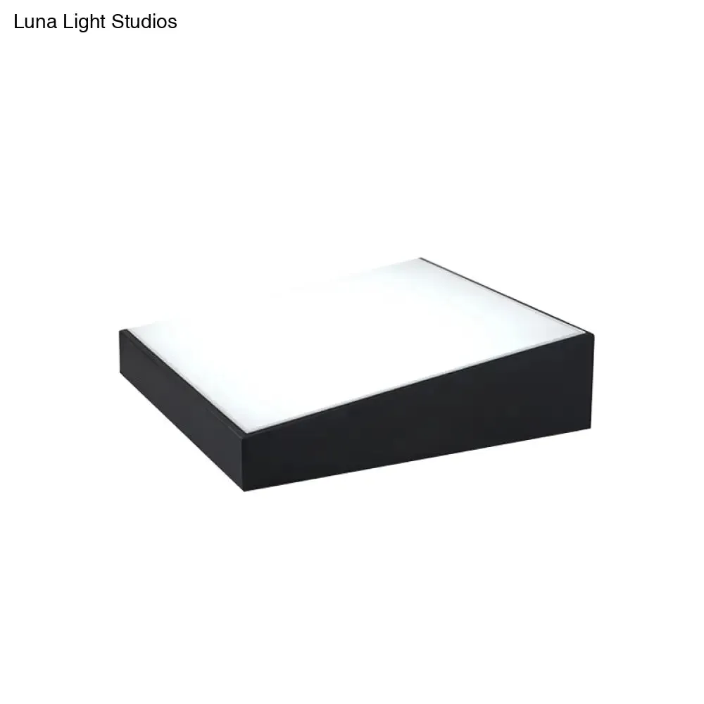 Minimalist Black LED Flush Mount Ceiling Lamp for Bedroom - Rectangular Acrylic Design