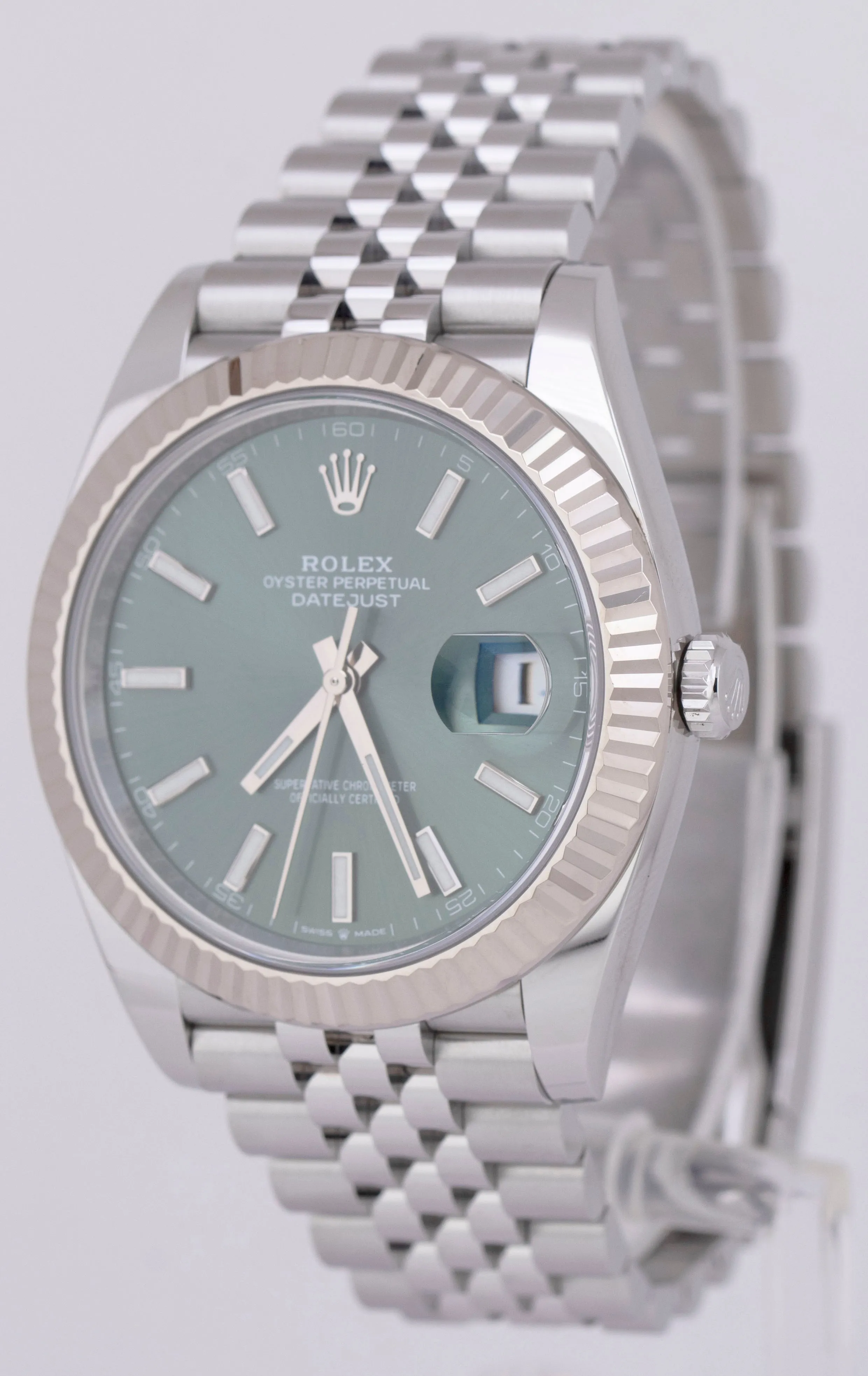 MINT 2023 PAPERS Rolex DateJust 41 MINT GREEN 41mm JUBILEE Watch 126334 BOX