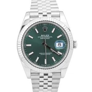 MINT 2023 PAPERS Rolex DateJust 41 MINT GREEN 41mm JUBILEE Watch 126334 BOX