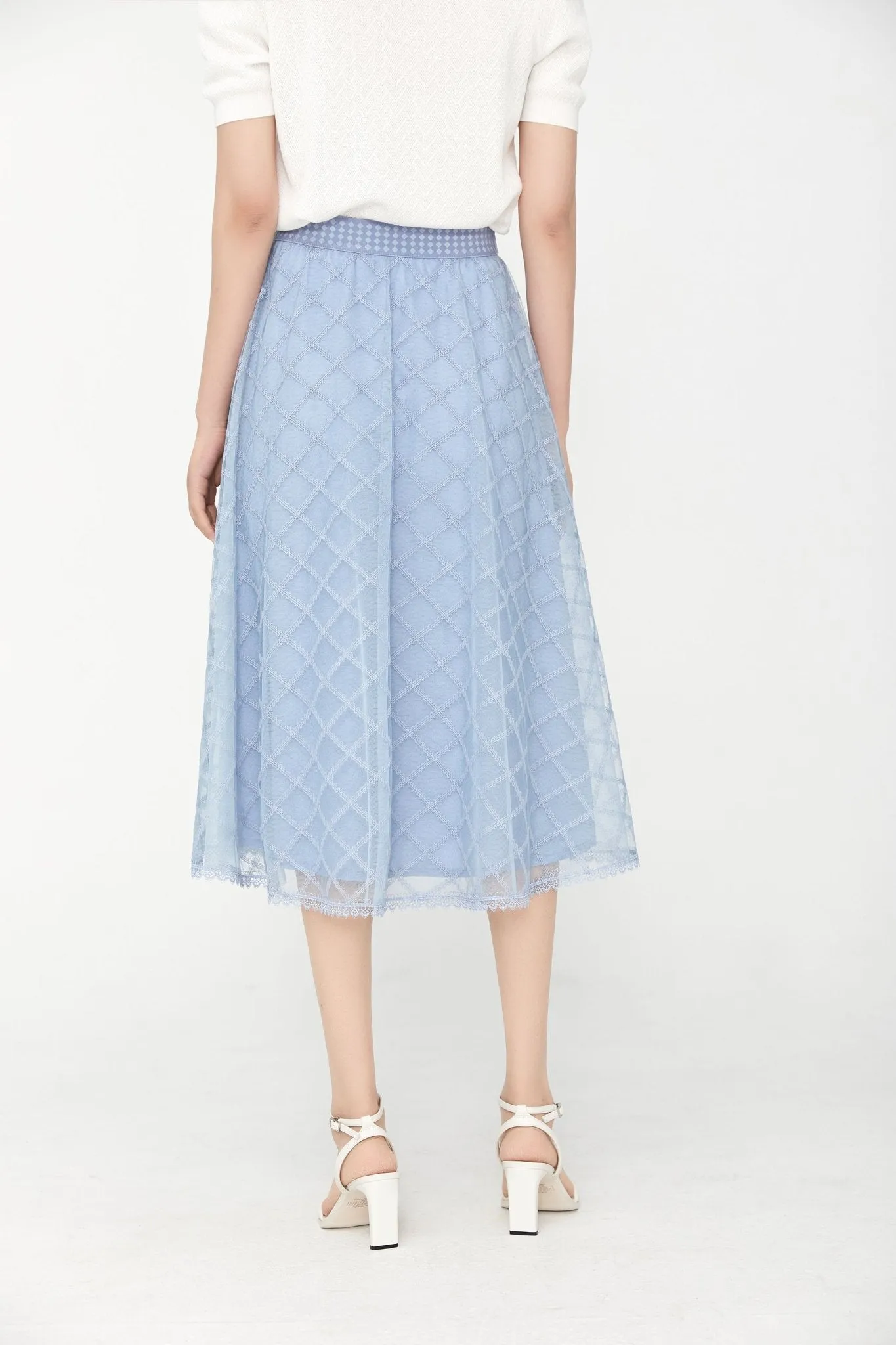 Mist Blue A Shape Mesh Skirt