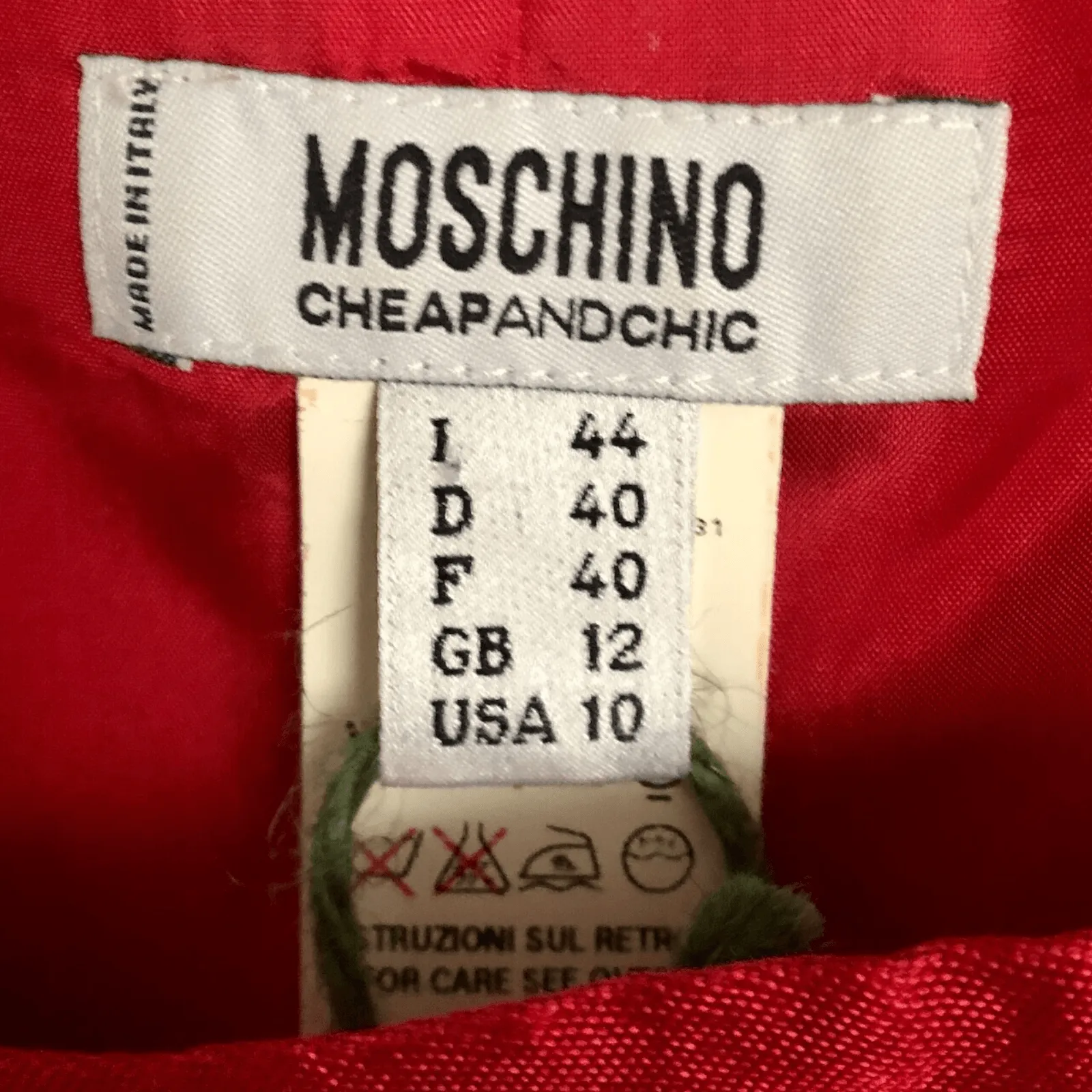 Moschino Cheap and Chic 100% Polyamide Sleeveless Designer Cocktail Dress Scarlet Red UK Size 12