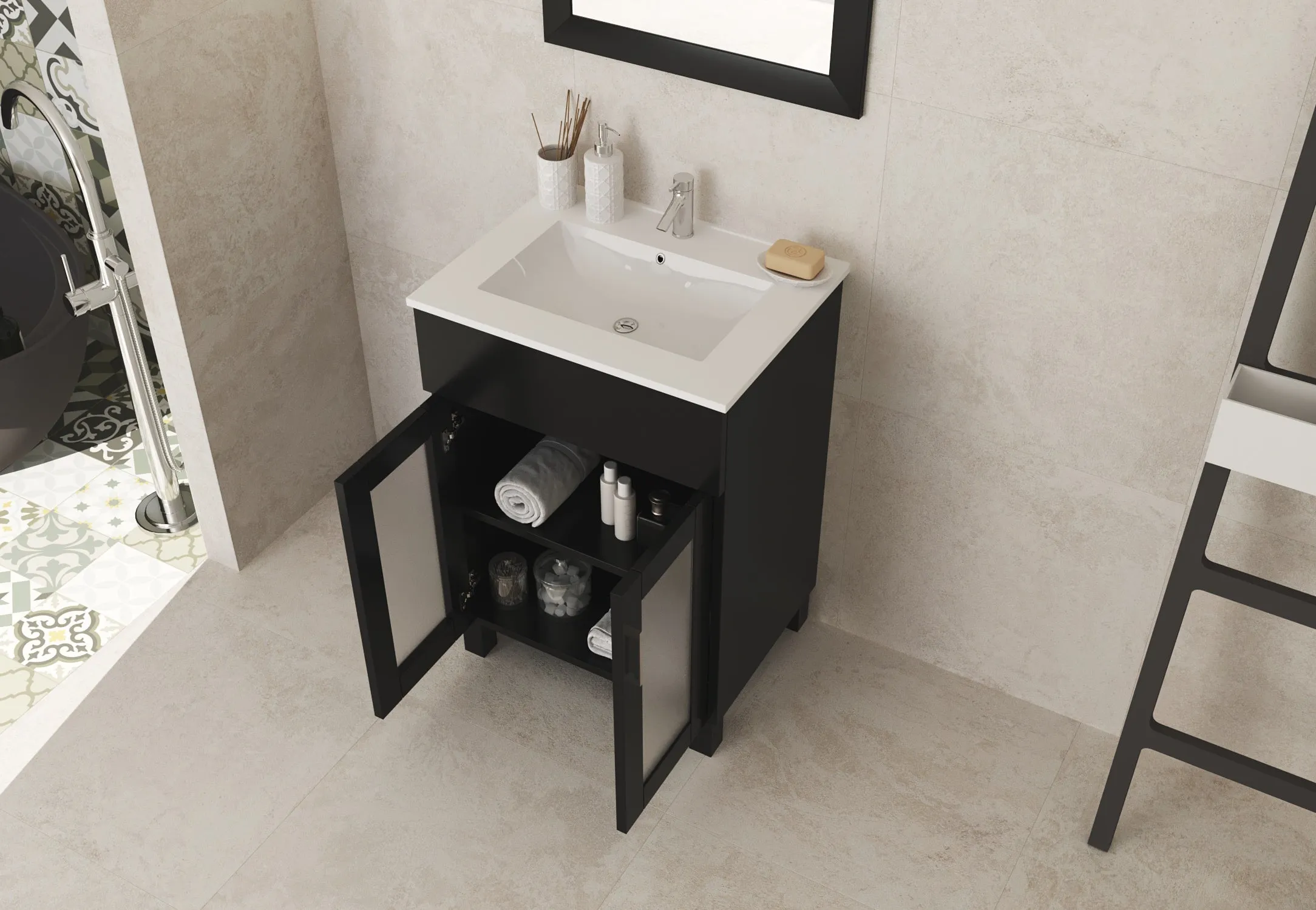 Nova 24 - Espresso Cabinet   Ceramic Basin Countertop