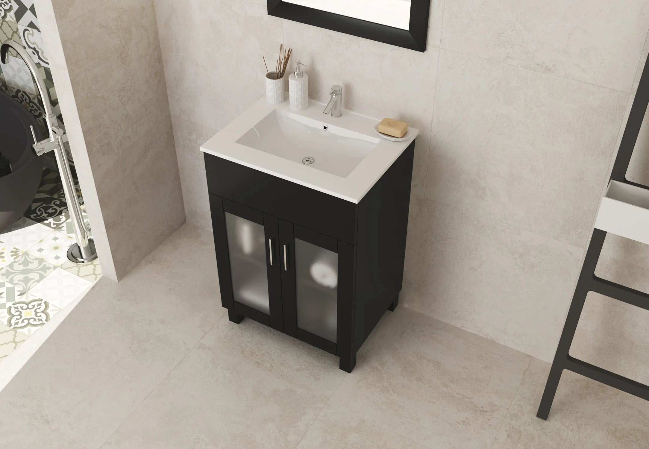 Nova 24 - Espresso Cabinet   Ceramic Basin Countertop