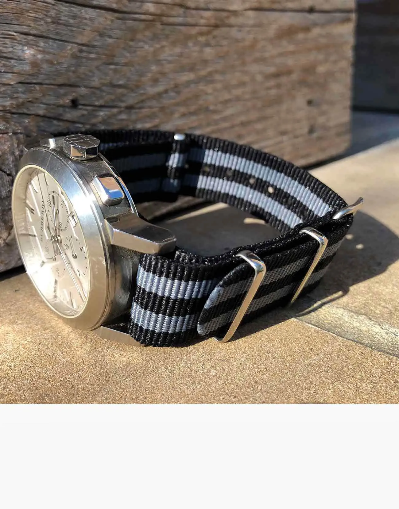 Nylon  Black and Gray watch straps by LUX