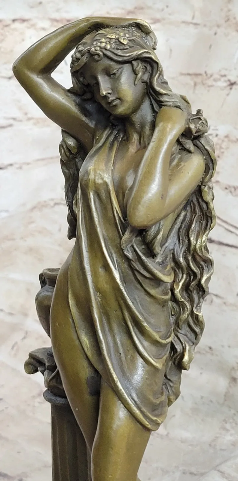 Original Jean Patoue French Nude Girl Bronze Figurine Marble Figure Hotcast