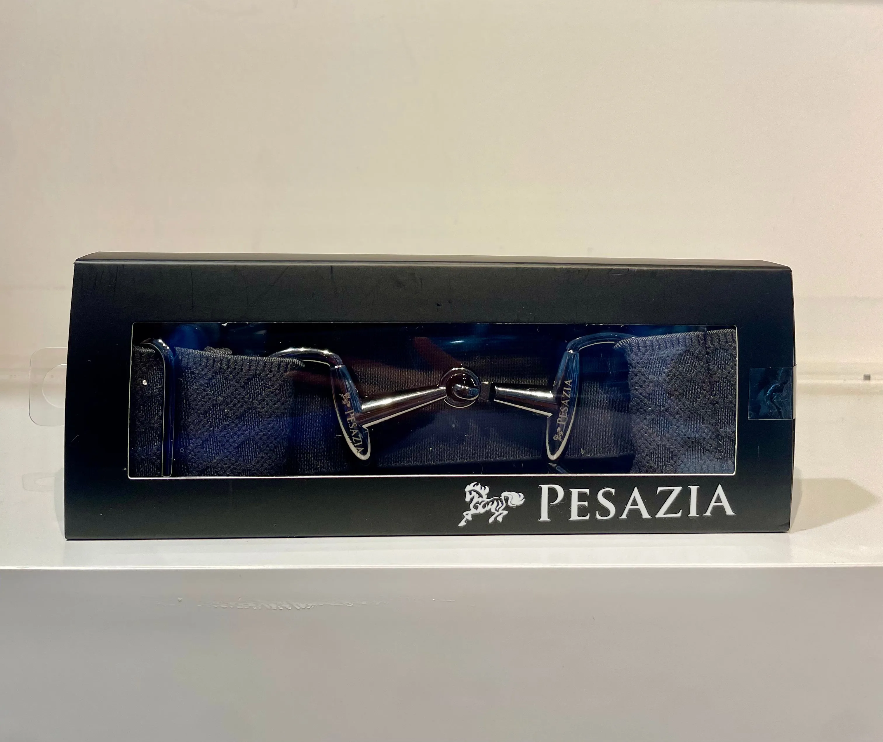 Pesazia - Logo Stretch Bit Belts - Grey Textured w/ Black Snaffle Bit