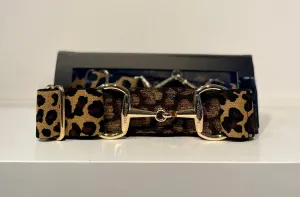 Pesazia - Logo Stretch Bit Belts - Leopard w/ Gold Snaffle Bit